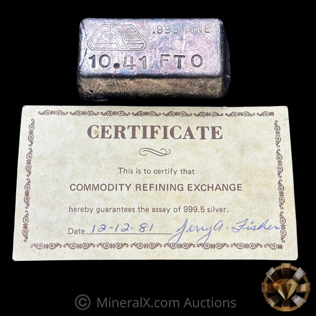 silver、925 まとめ売り 10.41oz CRE Commodity Refining Exchange Vintage Silver Bar With