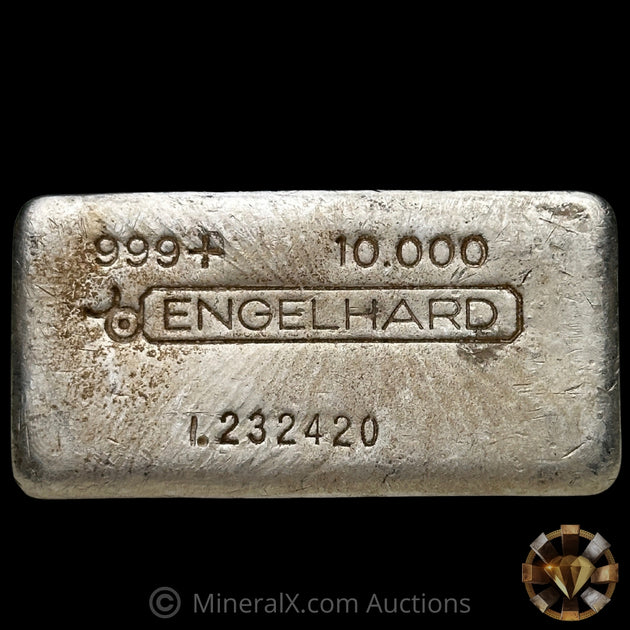 10oz Engelhard 1. Prefix Bull Logo Vintage Silver Bar – MineralX