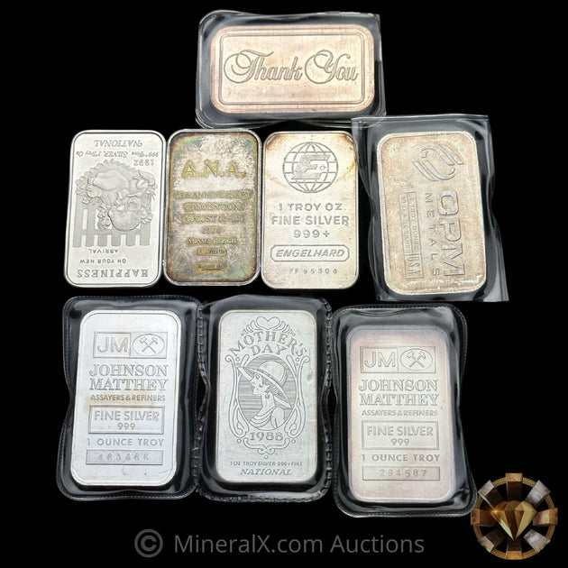 x8 1oz Misc Vintage Silver Bars MineralX