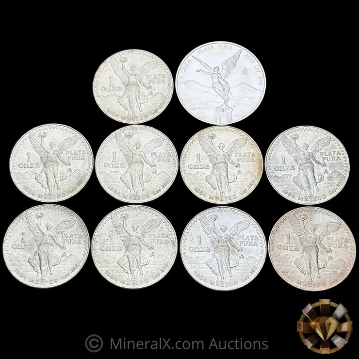 x10 1oz Libertad Mexican Silver Coins (Mixed Dates)