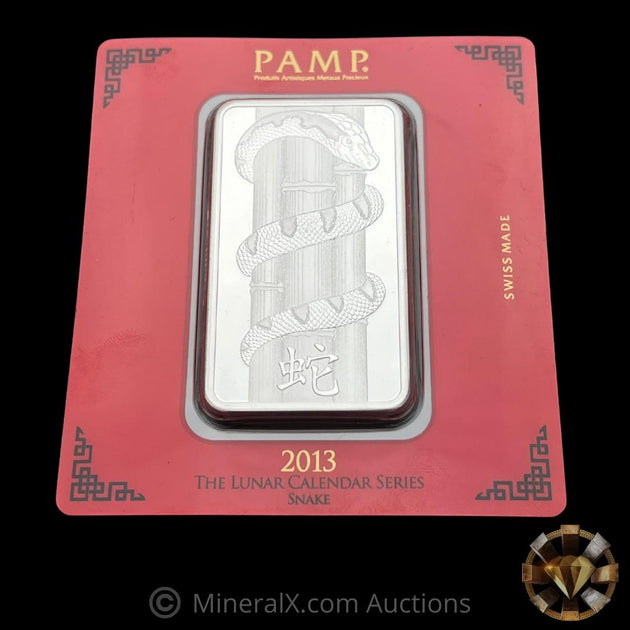 2013 PAMP Lunar Calendar Series Year of The Snake 100g Silver Bar