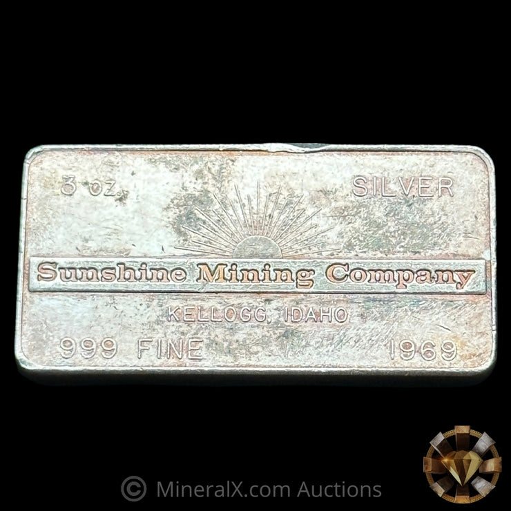 3oz W H Foster Sunshine Mining Company Vintage Silver Bar
