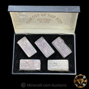 x5 3oz W H Fosters "From Out Of The West" Vintage Silver Bars With Original Box