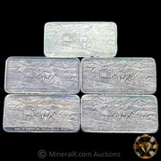 x5 3oz W H Fosters "From Out Of The West" Vintage Silver Bars With Original Box