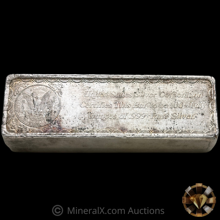 102.25oz US Silver Corporation Unique Weight Class Decorative Morgan Dollar "Silver Is True Wealth" Vintage Silver Bar