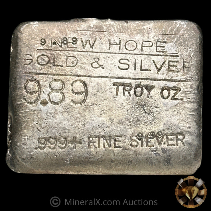 9.89oz New Hope Gold & Silver Vintage Silver Bar With Unique Mold / Double Weight Stamp Error
