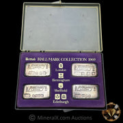 x4 100g 1969 Engelhard London British Hallmark Collection Vintage Silver Bar Set With Original Presentation Case & Booklet