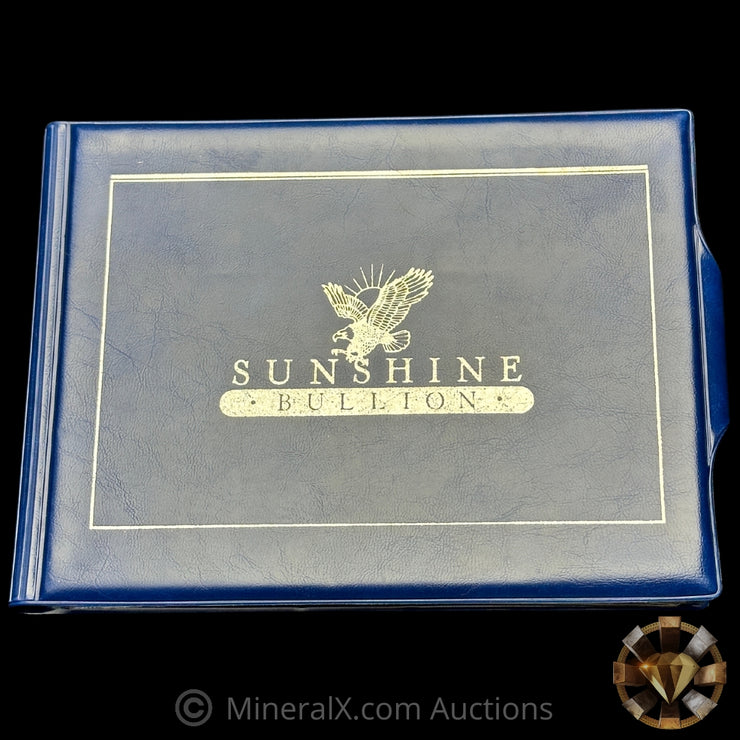 6.75oz 1982 Sunshine Bullion Vintage Silver Coin Set In Original Blue Velvet Folder With COA