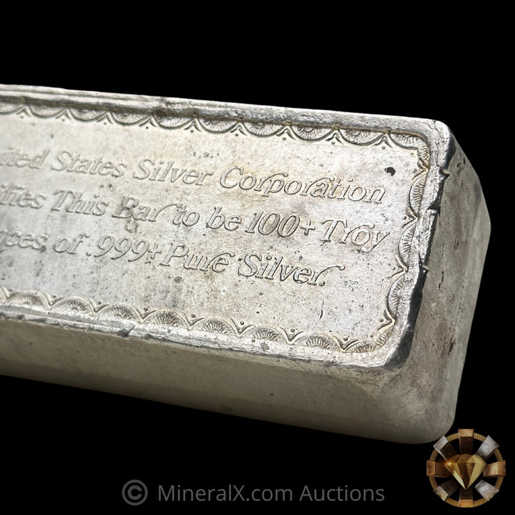 102oz US Silver Corporation USSC Decorative Morgan Dollar "Silver Is True Wealth" Vintage Silver Bar