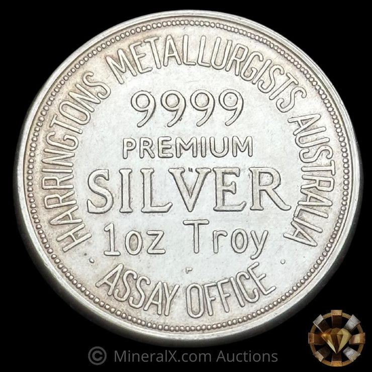 1oz Harringtons Metallurgists Australia Assay Office Vintage Silver Coin