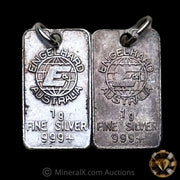 x2 1g Engelhard Australia Vintage Silver Pendant Bars