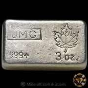 3oz Johnson Matthey JMC Maple Leaf Vintage Silver Bar