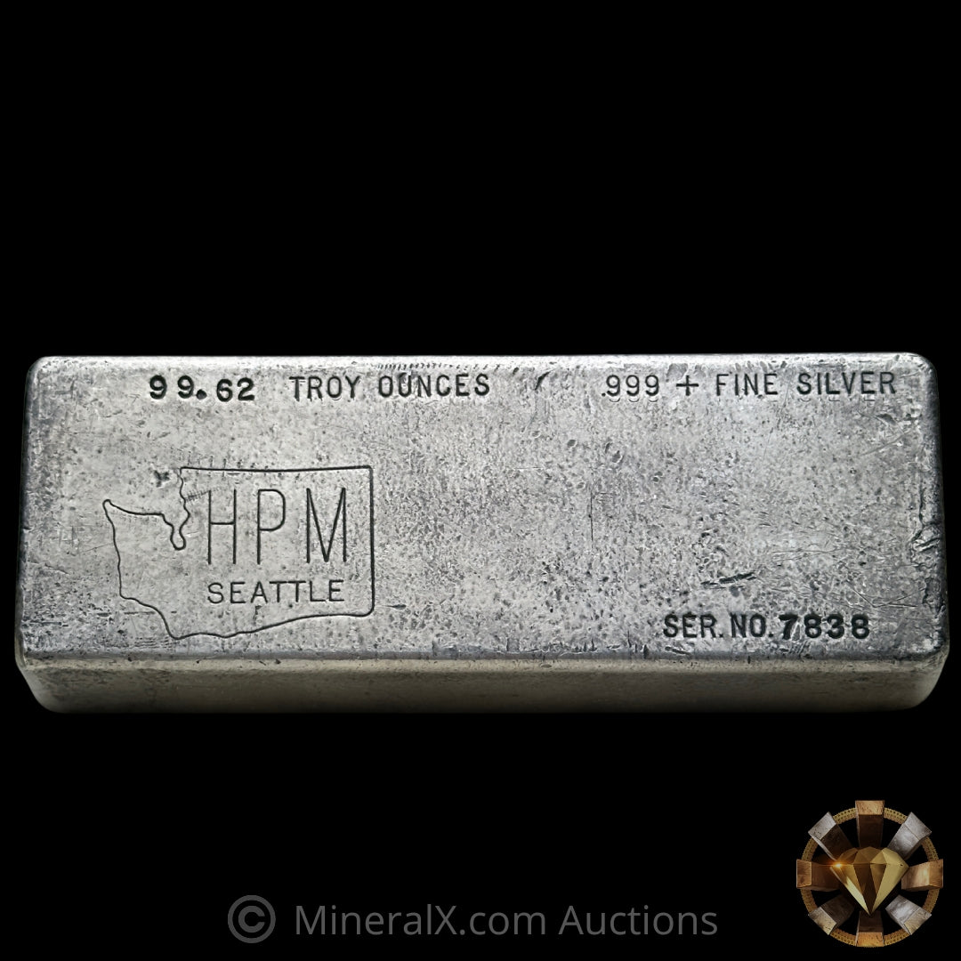 99.62oz HPM Seattle Hallmark Precious Metals Vintage Silver Bar