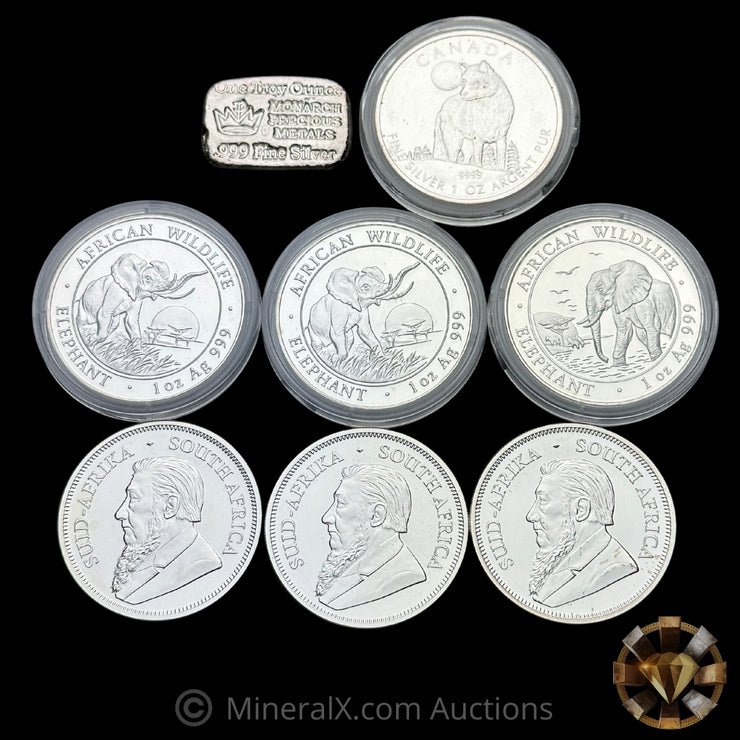 x8 1oz Misc Silver Coin & Bar Lot – MineralX