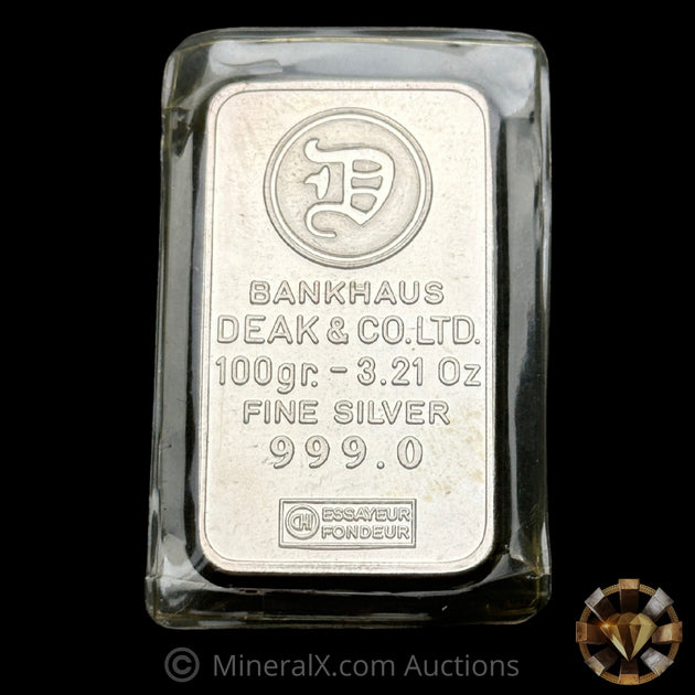 100g Deak & Co Vintage Silver Bar – MineralX