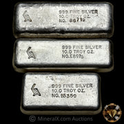 x3 10oz Golden Analytical GA Vintage Silver Bars (3 Different Mold/Varieties 30oz Total)