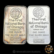 x2 1oz The First National Bank of Chicago Vintage Silver Bars