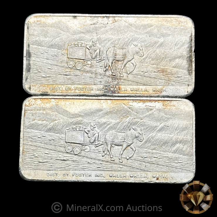 x2 3oz 1969 Foster Silver Bars