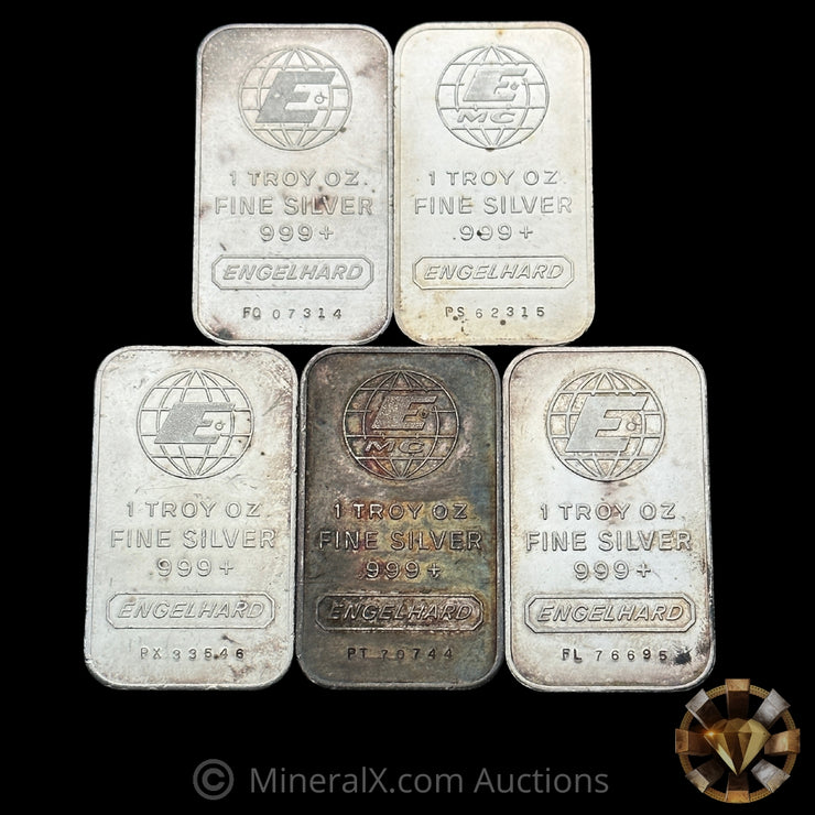 x5 1oz Engelhard Vintage Silver Bars