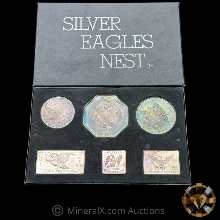 1969 Foster "Hercaimy Enterprises Variety" Silver Eagles Nest Set Mint With Original Box (19.25oz Total)