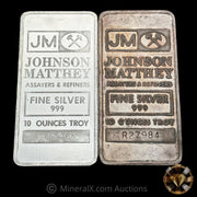 x2 10oz Johnson Matthey JM "R Serial" Vintage Silver Bars