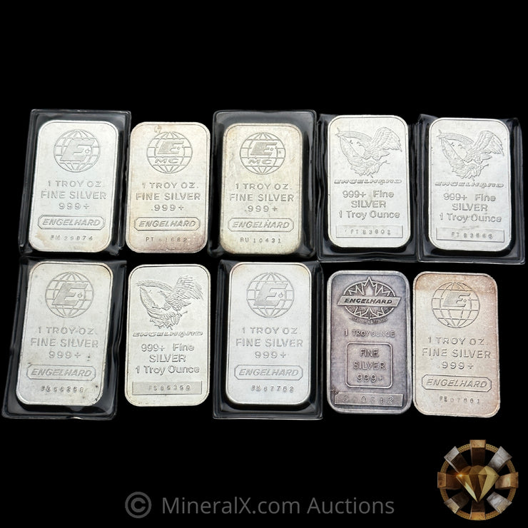 x10 1oz Engelhard Vintage Silver Art Bars