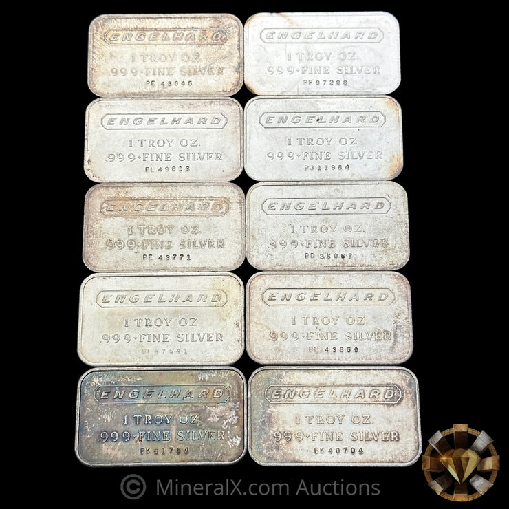 x10 1oz Engelhard Vintage Silver Art Bars