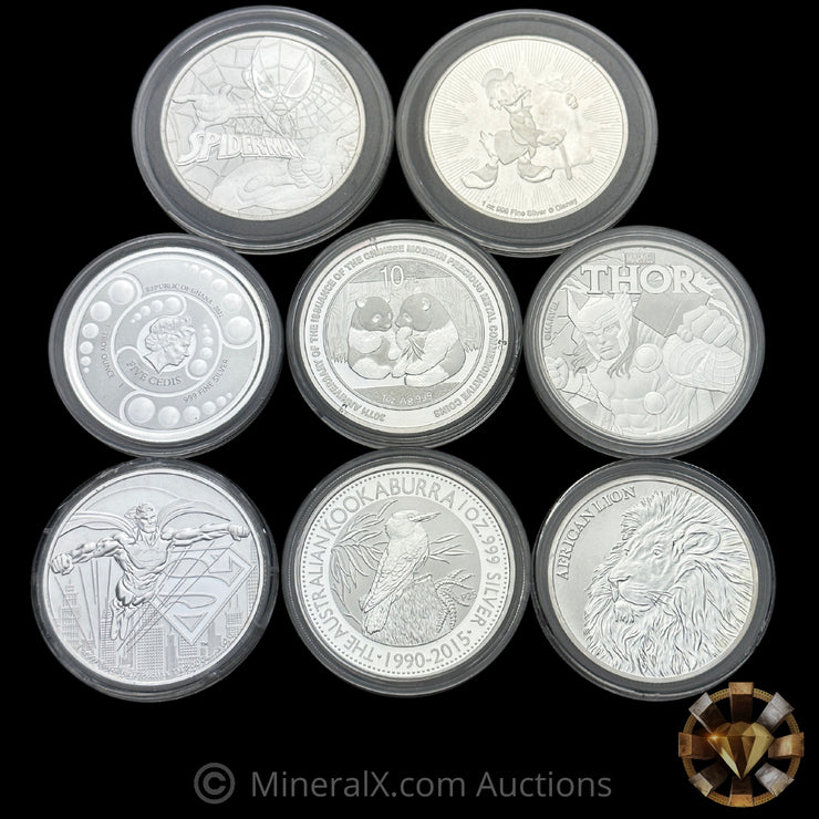 x8 1oz Misc Modern Silver Coin Lot (8oz Total)