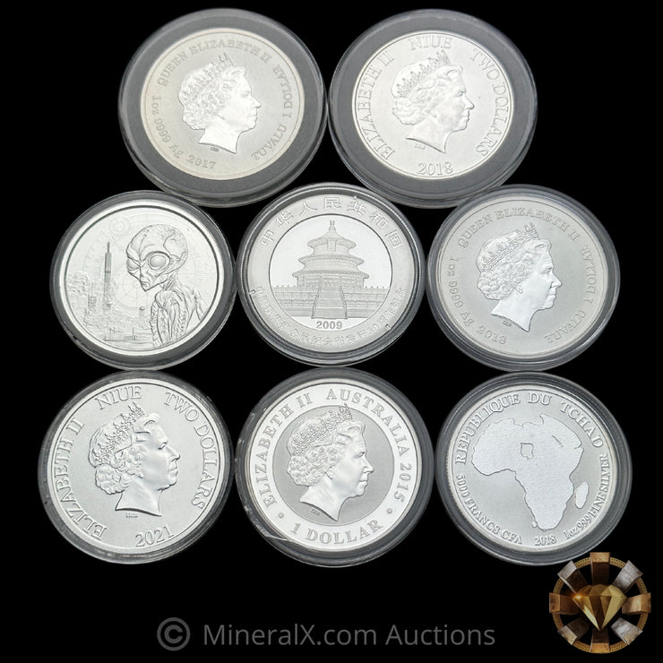 x8 1oz Misc Modern Silver Coin Lot (8oz Total)