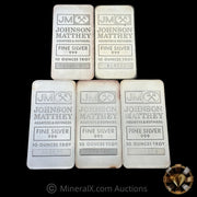 x5 10oz Johnson Matthey JM Vintage Silver Bars (50oz Total)