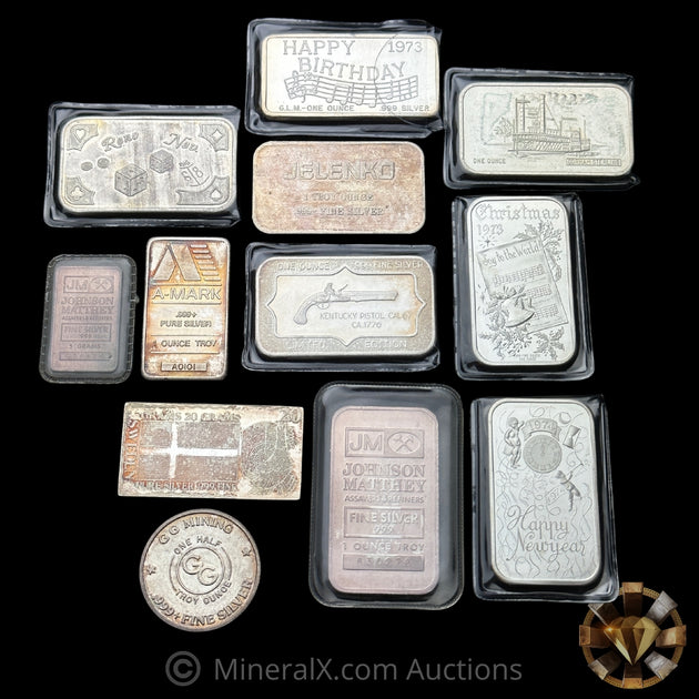 10.14oz Misc Lot of Vintage Silver Art Bars – MineralX