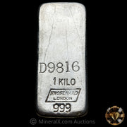 Kilo Engelhard London Rare D Prefix Serial Vintage Silver Bar