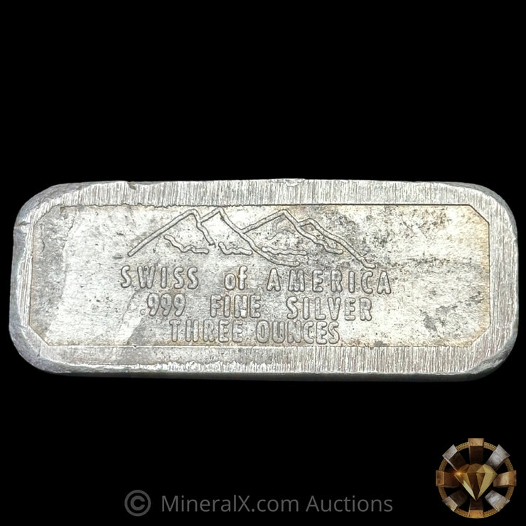 3oz Swiss Of America Draper Mint Vintage Silver Bar