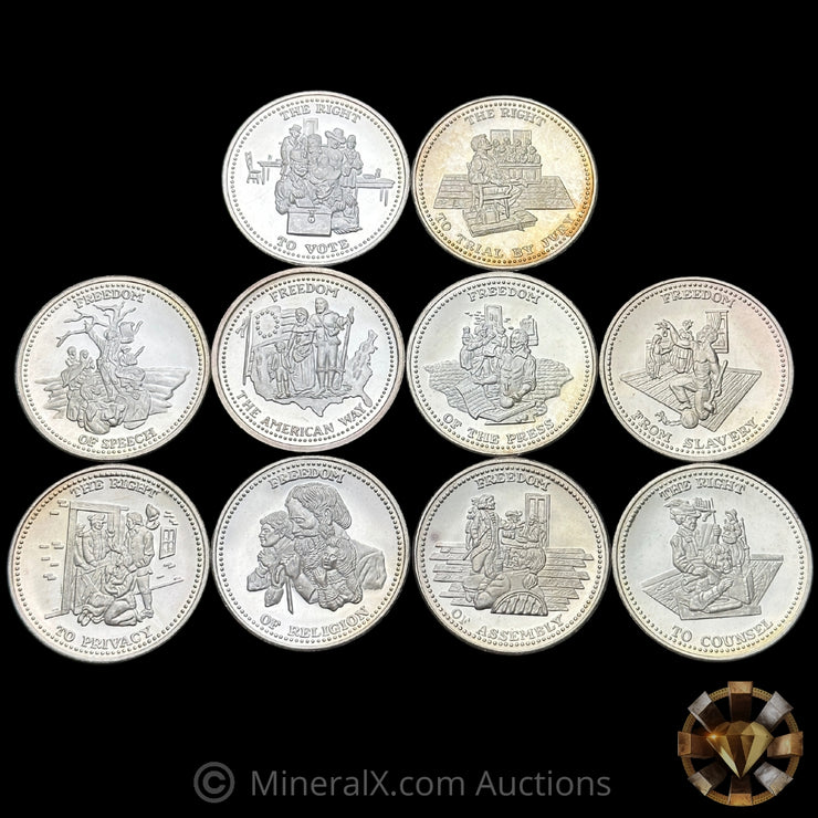 x10 1oz Johnson Matthey JM Freedom Vintage Silver Coins