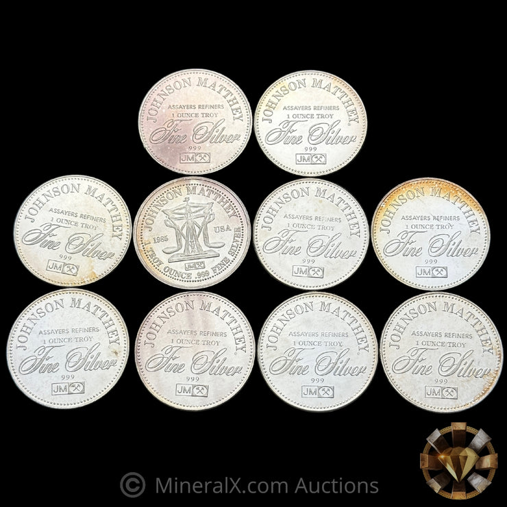 x10 1oz Johnson Matthey JM Freedom Vintage Silver Coins