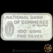 100g National Bank of Commerce Johnson Matthey London Vintage Silver Bar