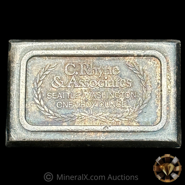 1oz C Rhyne & Associates Seattle Washinton USVI Vintage Silver Stacker Bar