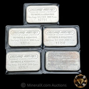 x5 1oz Engelhard Industries Sequential Serial Vintage Silver Art Bars