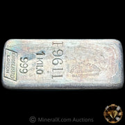 Kilo Engelhard London P Serial Vintage Silver Bar with Unique Waffleback Grid and Mocatta & Goldsmid Bullion Brokers Counterstamp