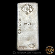 20oz Johnson Matthey JM Left Side F Serial Vintage Silver Bar