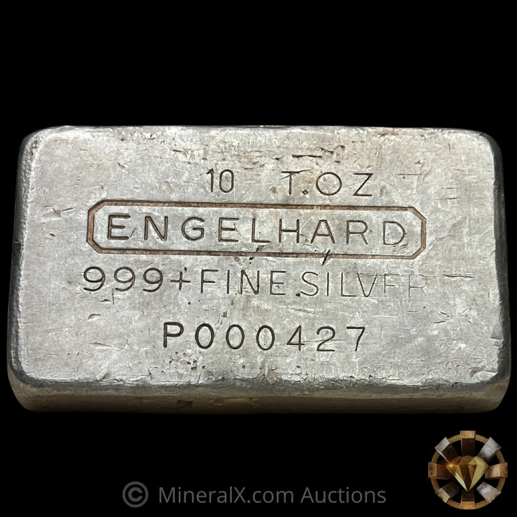 10oz Engelhard "T.OZ" 6th Series Vintage Silver Bar with Low Serial Number