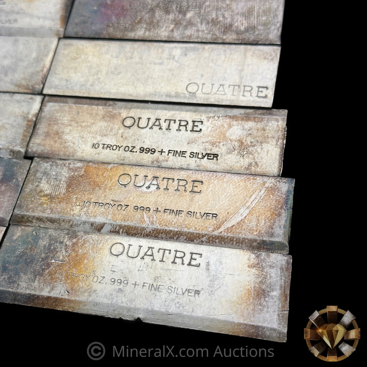 x10 10oz Quatre Vintage Extruded Silver Bars (100oz Total)