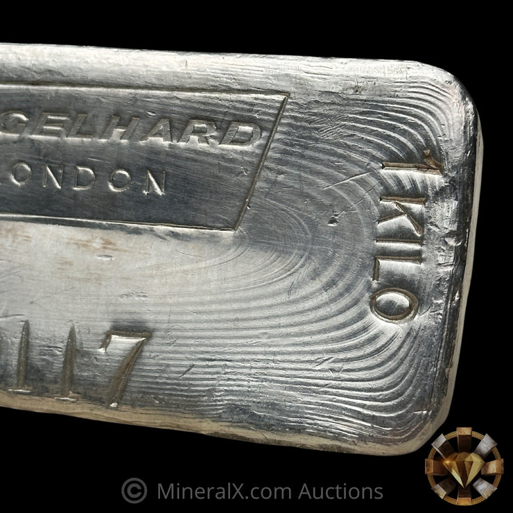 Kilo Engelhard London Rare N Prefix Serial Landscape Variety Vintage Silver Bar