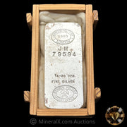 14.30oz Johnson Matthey London Assay Office Vintage Silver Bar with Unique Wooden "Bullion" Crate