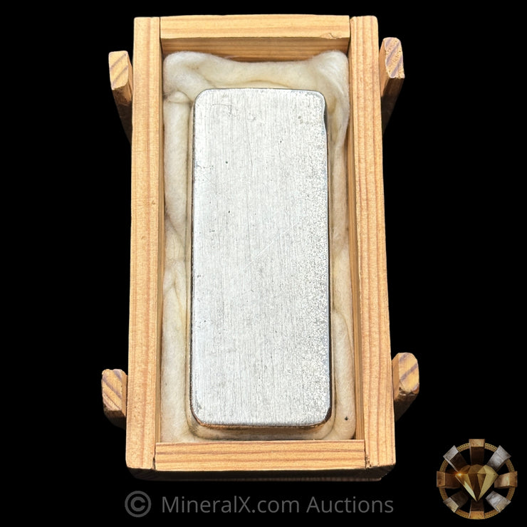 14.30oz Johnson Matthey London Assay Office Vintage Silver Bar with Unique Wooden "Bullion" Crate