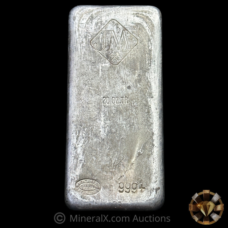 20oz Johnson Matthey JM "OZ. TR" Vintage Silver Bar