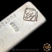 20oz Johnson Matthey JM Left Side F Serial Vintage Silver Bar