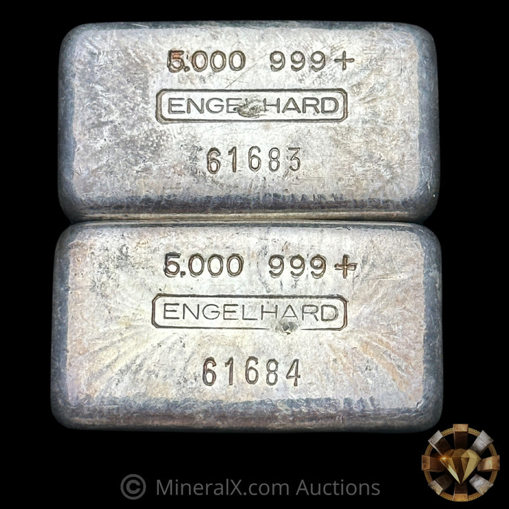 x2 5oz Engelhard Sequential Vintage Silver Bars