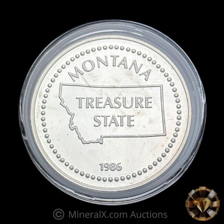 1oz 1986 Johnson Matthey JM Montana Treasure State Vintage Silver Coin