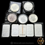 x10 1oz Misc Johnson Matthey Vintage Silver Art Bars and Coins